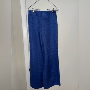 Blue Wide-Leg Linen Pants